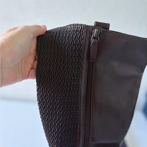 Cole‎ Haan Clive Stretch Brown Knee Boots Size 9.5B Equestrian Horse Buckle Flat - Picture 12 of 13